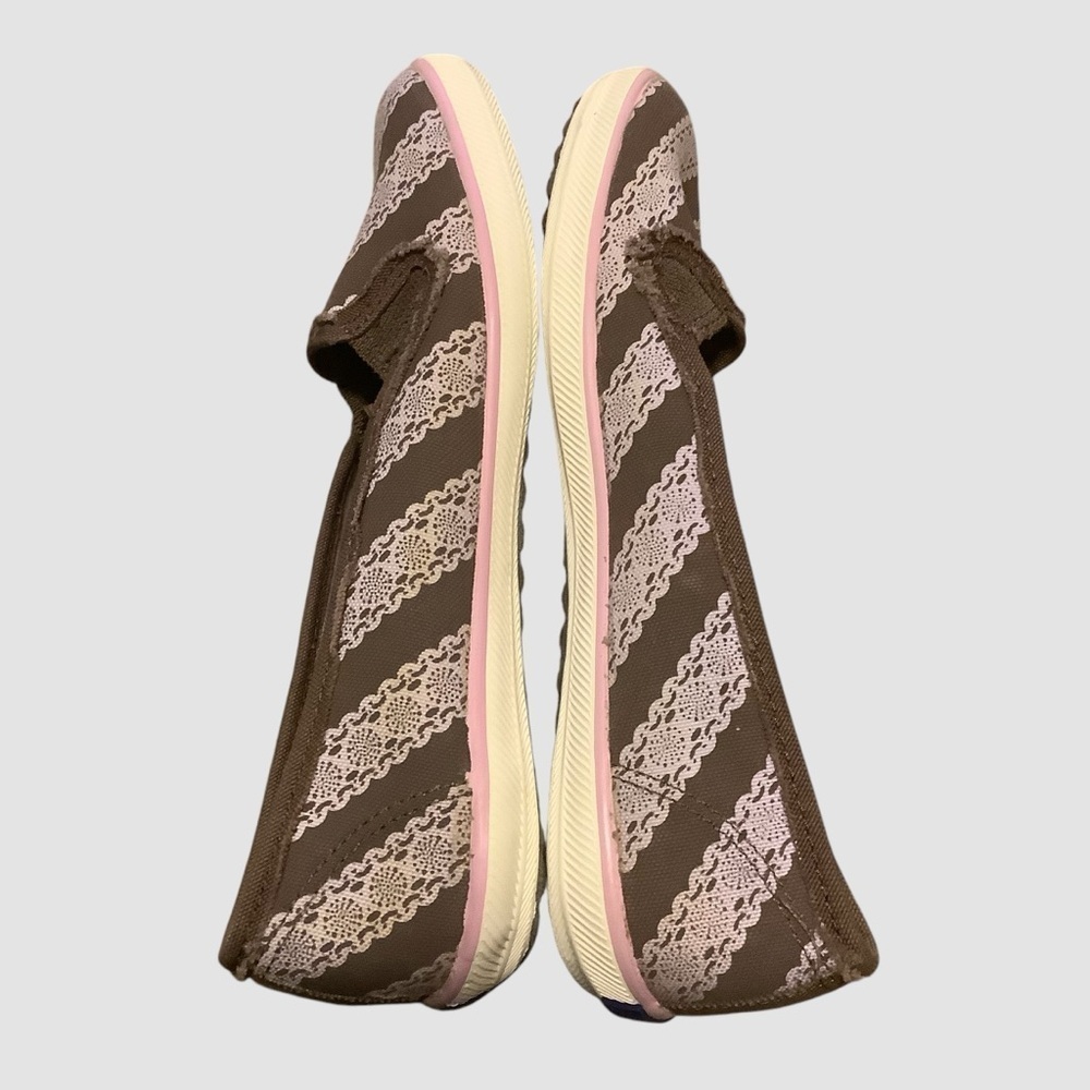 Keds Brown and Pink Flats with Striped Lace Print Design/ Size 6.5 - Picture 6 of 13